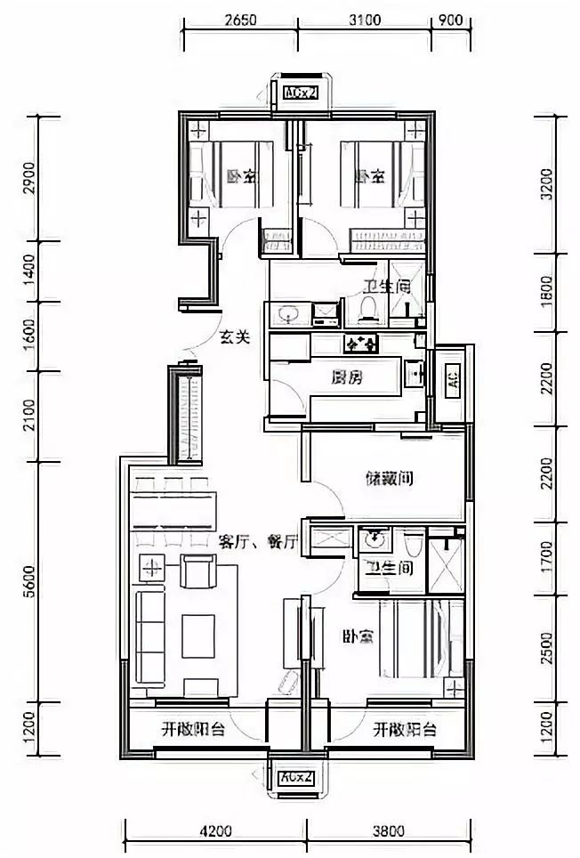 公园十七区120㎡户型图